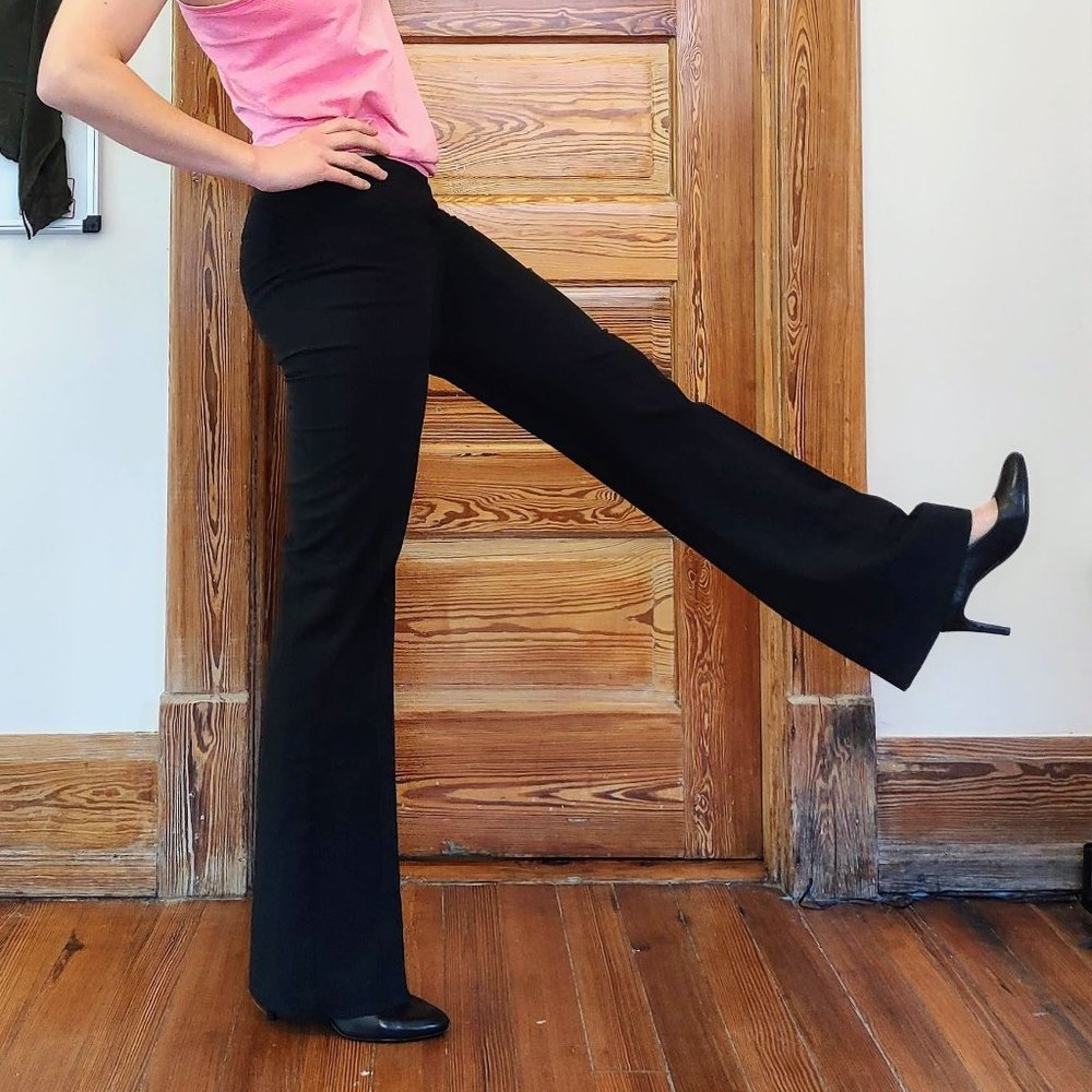 Black Pinstripe Bootcut Dress Pants | Metaphor